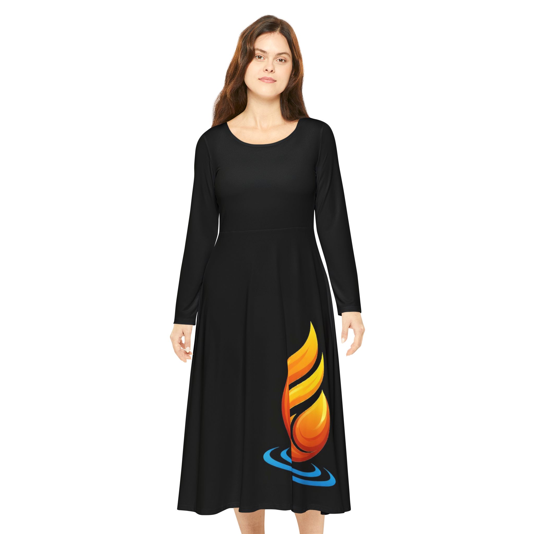 flame & water dance dress — long sleeve performance skirt flame & water dance dress — long sleeve performance skirt