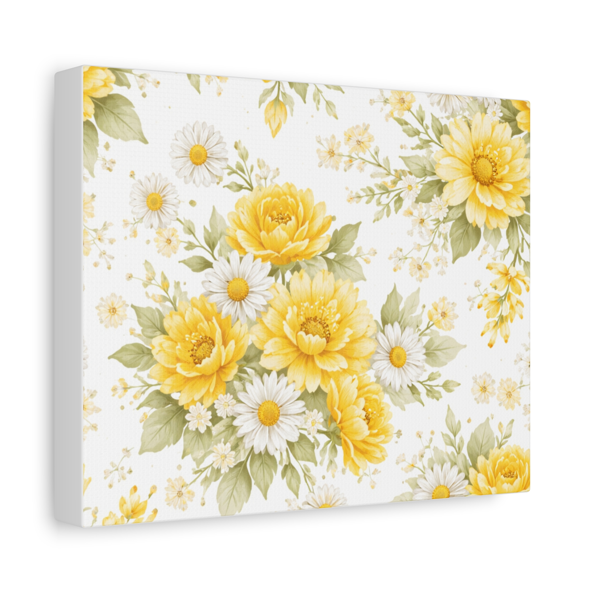 yellow floral canvas wall art — sunflower & daisy vintage bouquet matte print yellow floral canvas wall art — sunflower & daisy vintage bouquet matte print