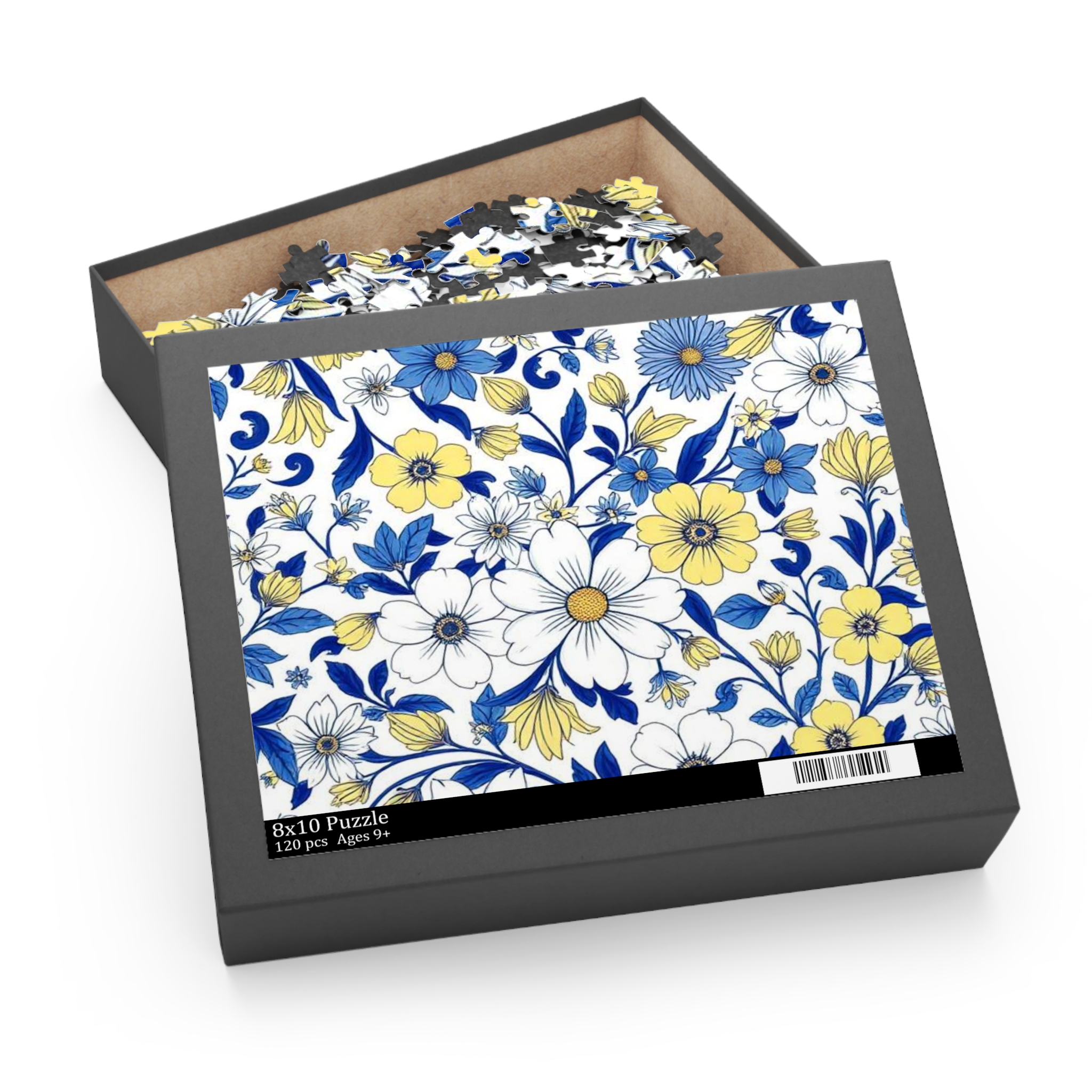 floral blue & yellow jigsaw puzzle — 120/252/500 piece decorative flower puzzle floral blue & yellow jigsaw puzzle — 120/252/500 piece decorative flower puzzle