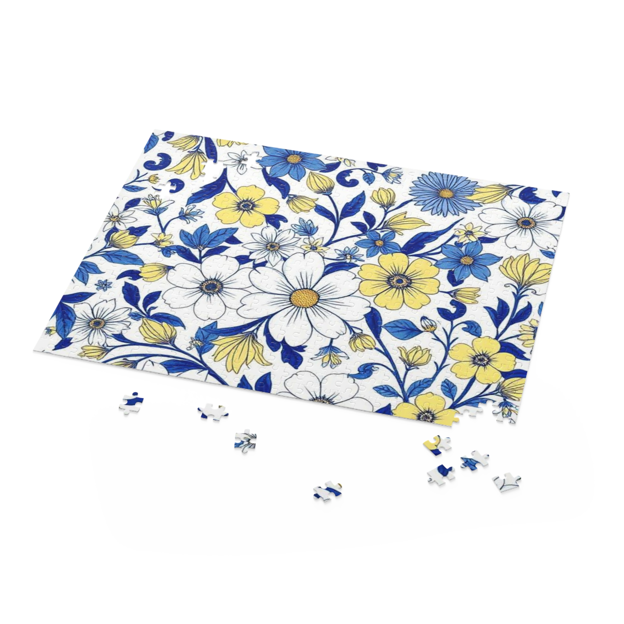 floral blue & yellow jigsaw puzzle — 120/252/500 piece decorative flower puzzle floral blue & yellow jigsaw puzzle — 120/252/500 piece decorative flower puzzle