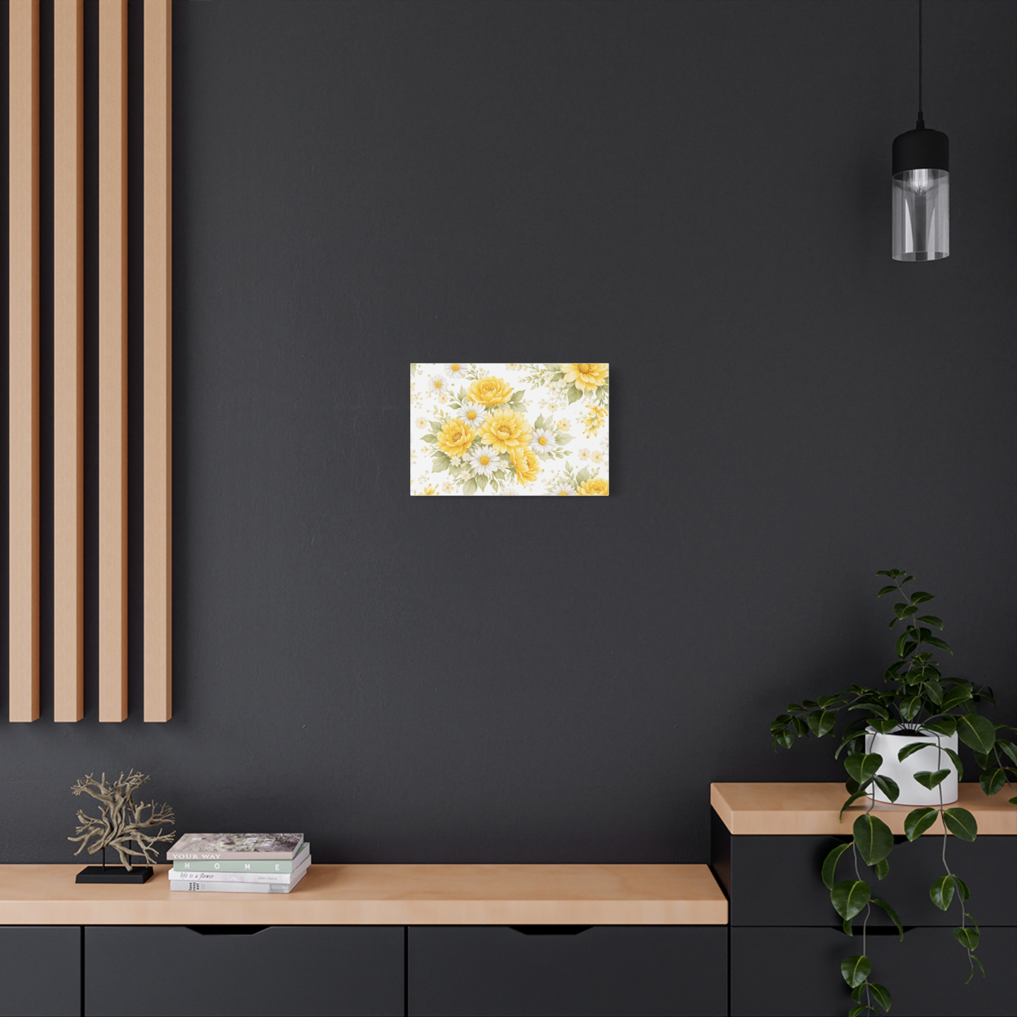 yellow floral canvas wall art — sunflower & daisy vintage bouquet matte print yellow floral canvas wall art — sunflower & daisy vintage bouquet matte print