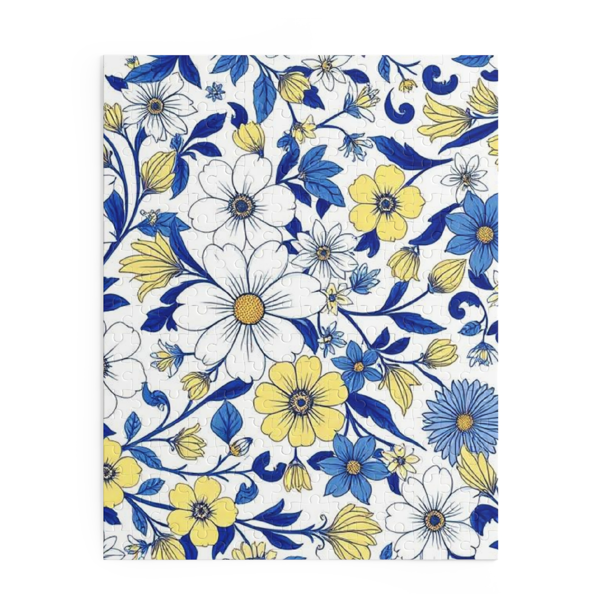 floral blue & yellow jigsaw puzzle — 120/252/500 piece decorative flower puzzle floral blue & yellow jigsaw puzzle — 120/252/500 piece decorative flower puzzle