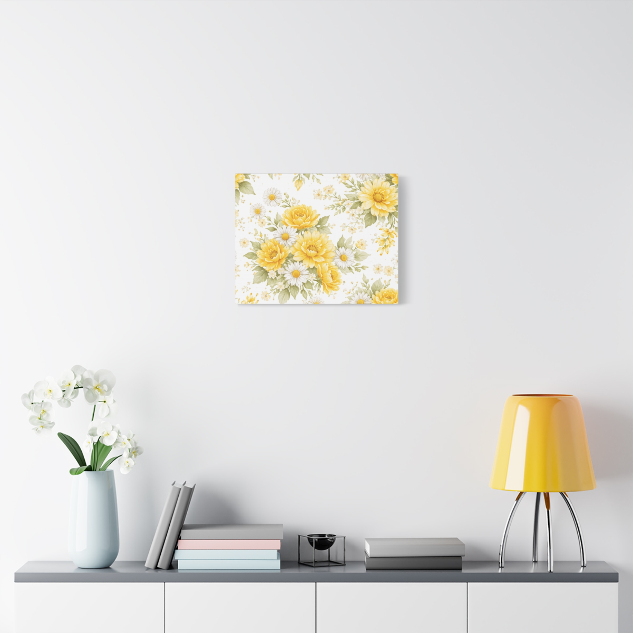 yellow floral canvas wall art — sunflower & daisy vintage bouquet matte print yellow floral canvas wall art — sunflower & daisy vintage bouquet matte print