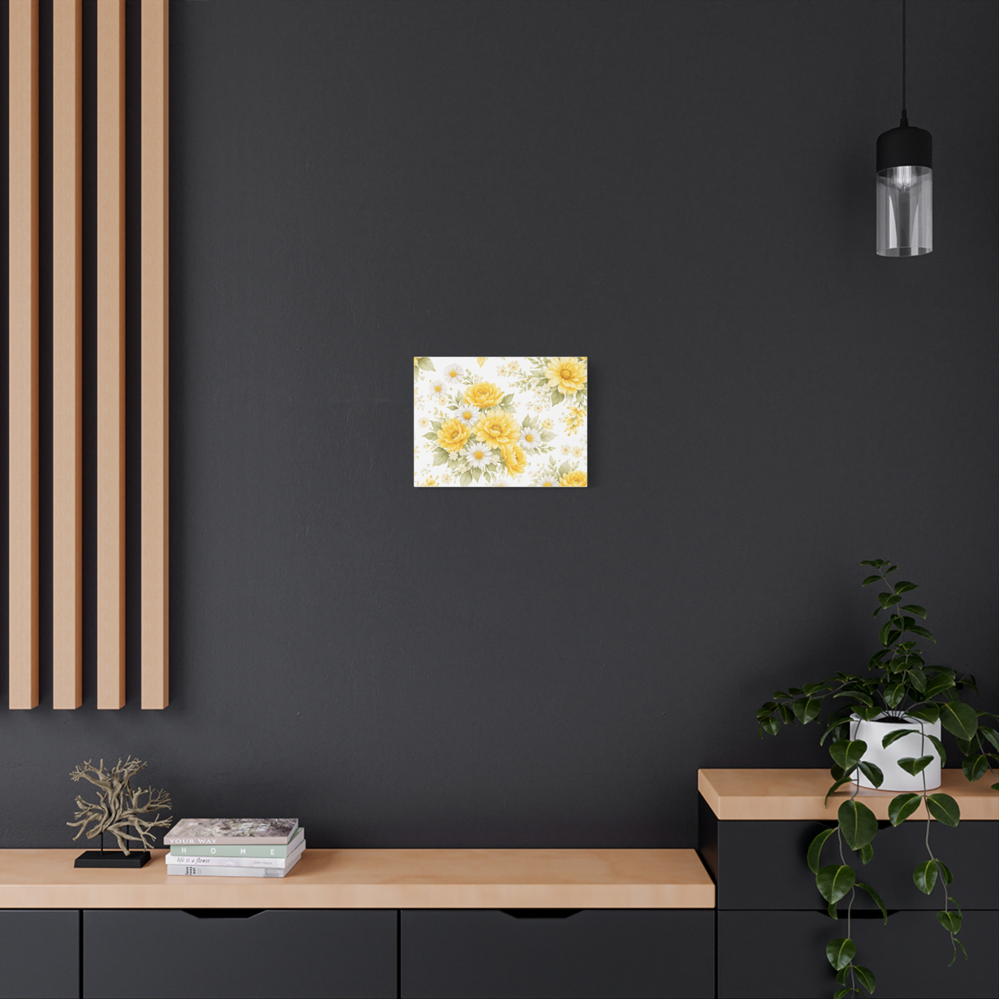 yellow floral canvas wall art — sunflower & daisy vintage bouquet matte print yellow floral canvas wall art — sunflower & daisy vintage bouquet matte print