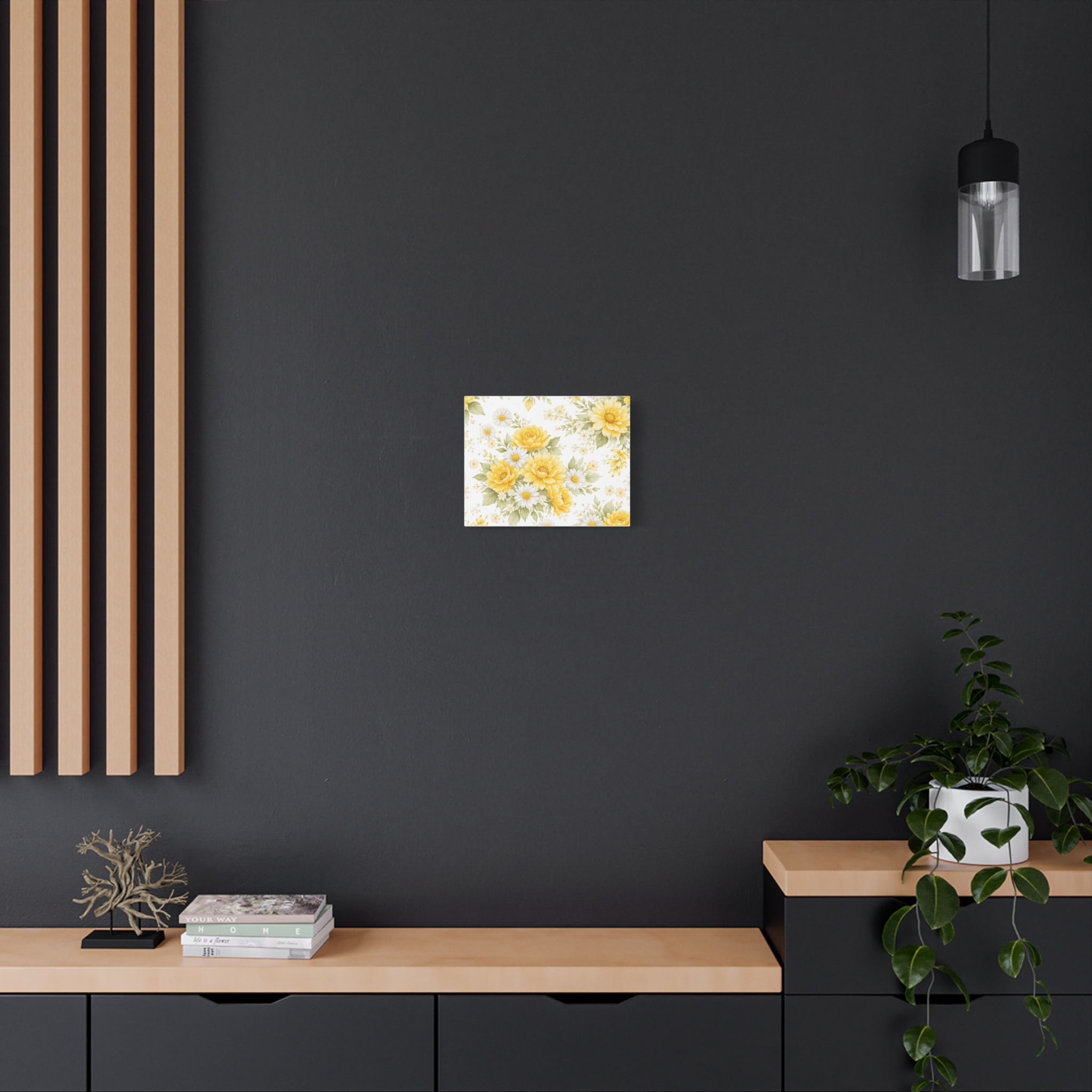 yellow floral canvas wall art — sunflower & daisy vintage bouquet matte print yellow floral canvas wall art — sunflower & daisy vintage bouquet matte print