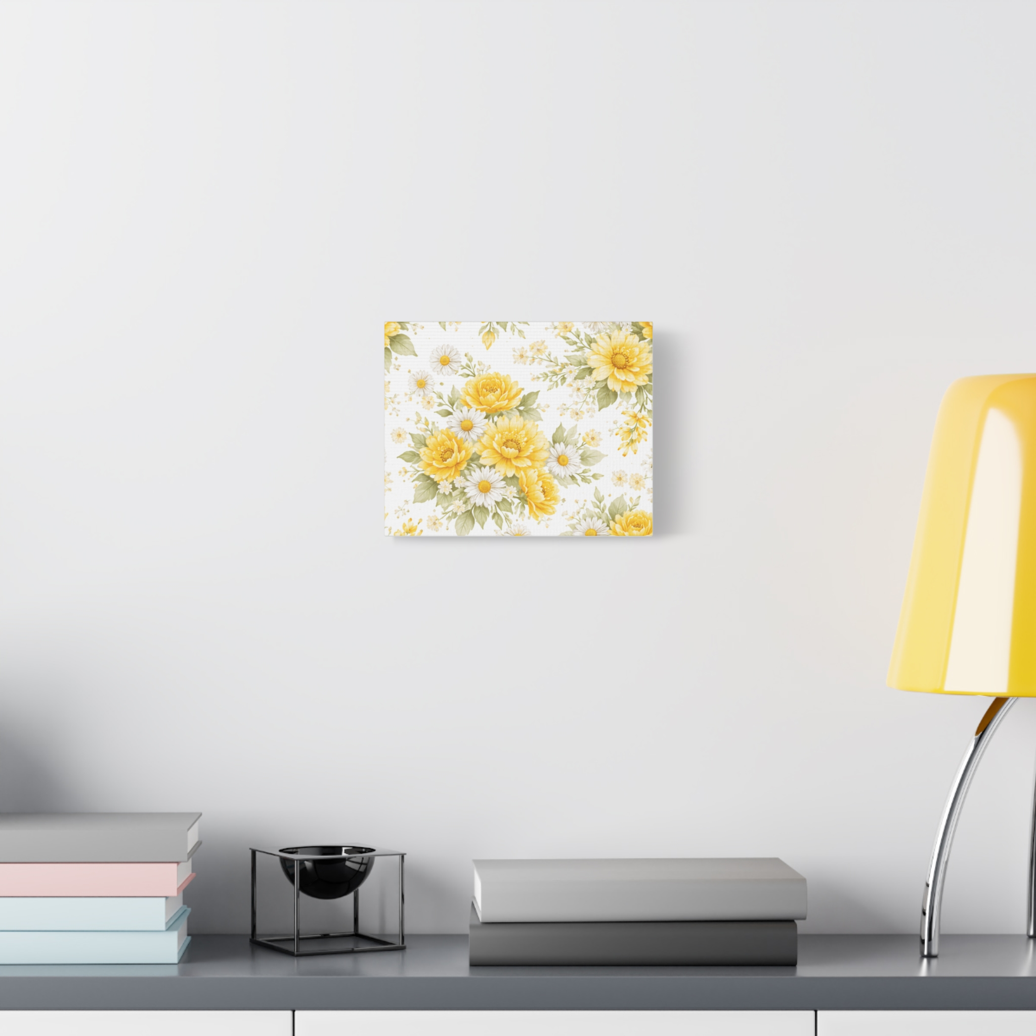 yellow floral canvas wall art — sunflower & daisy vintage bouquet matte print yellow floral canvas wall art — sunflower & daisy vintage bouquet matte print