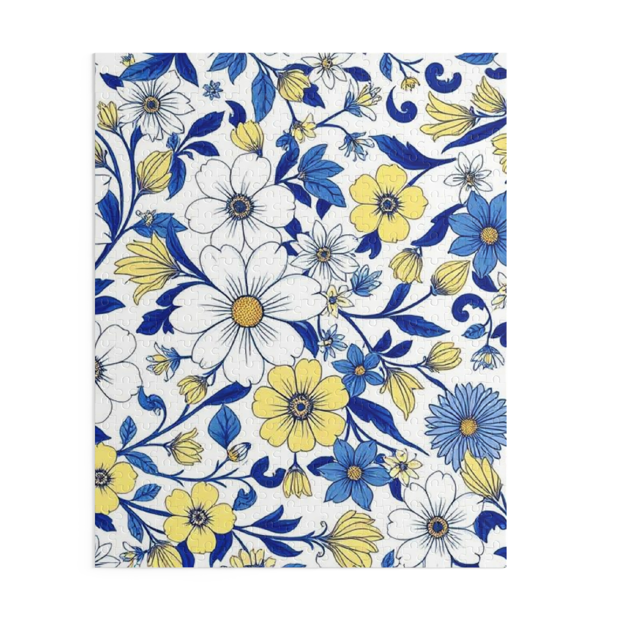 floral blue & yellow jigsaw puzzle — 120/252/500 piece decorative flower puzzle floral blue & yellow jigsaw puzzle — 120/252/500 piece decorative flower puzzle