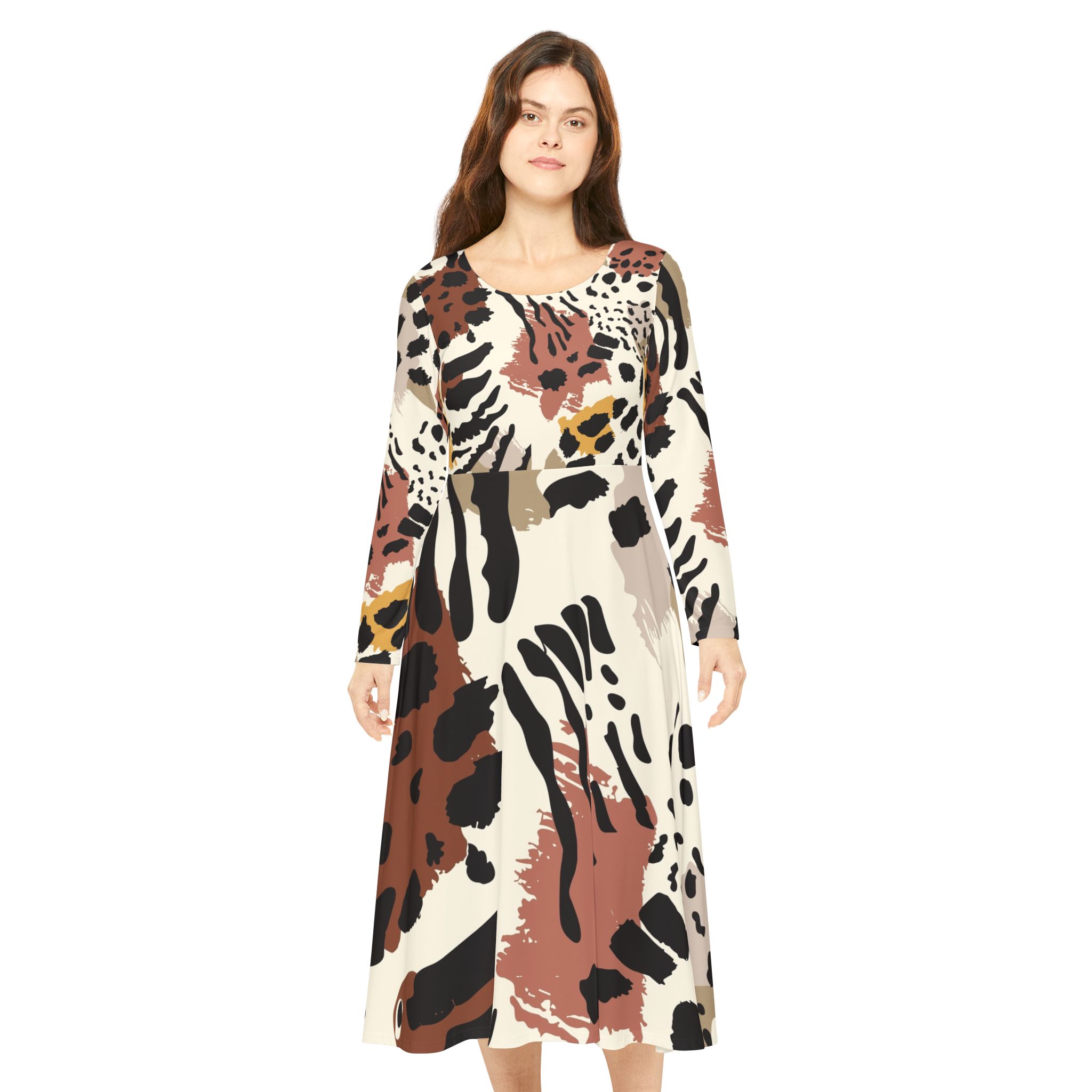 abstract animal print dance dress | long sleeve twirl skirt abstract animal print dance dress | long sleeve twirl skirt