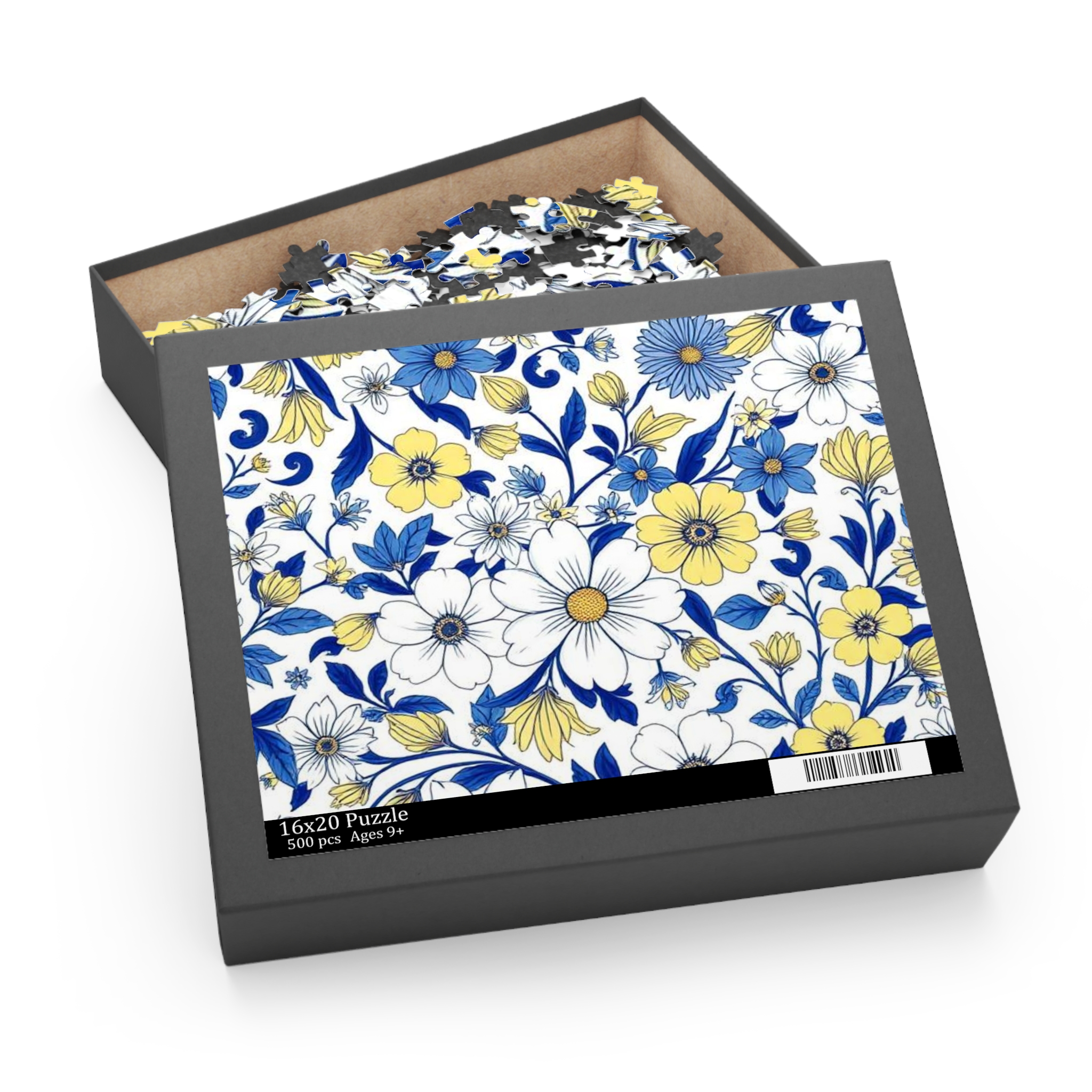 floral blue & yellow jigsaw puzzle — 120/252/500 piece decorative flower puzzle floral blue & yellow jigsaw puzzle — 120/252/500 piece decorative flower puzzle