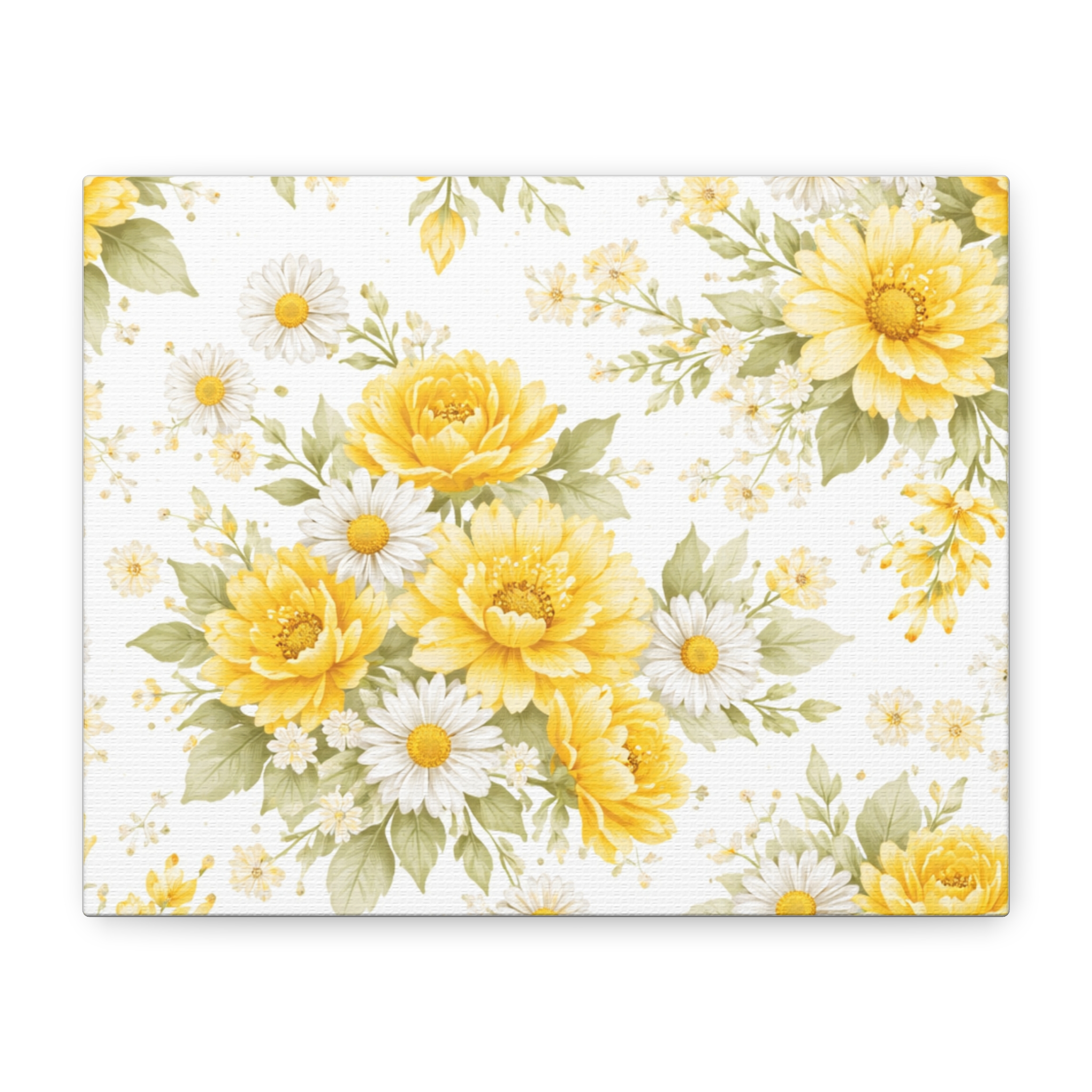 yellow floral canvas wall art — sunflower & daisy vintage bouquet matte print yellow floral canvas wall art — sunflower & daisy vintage bouquet matte print