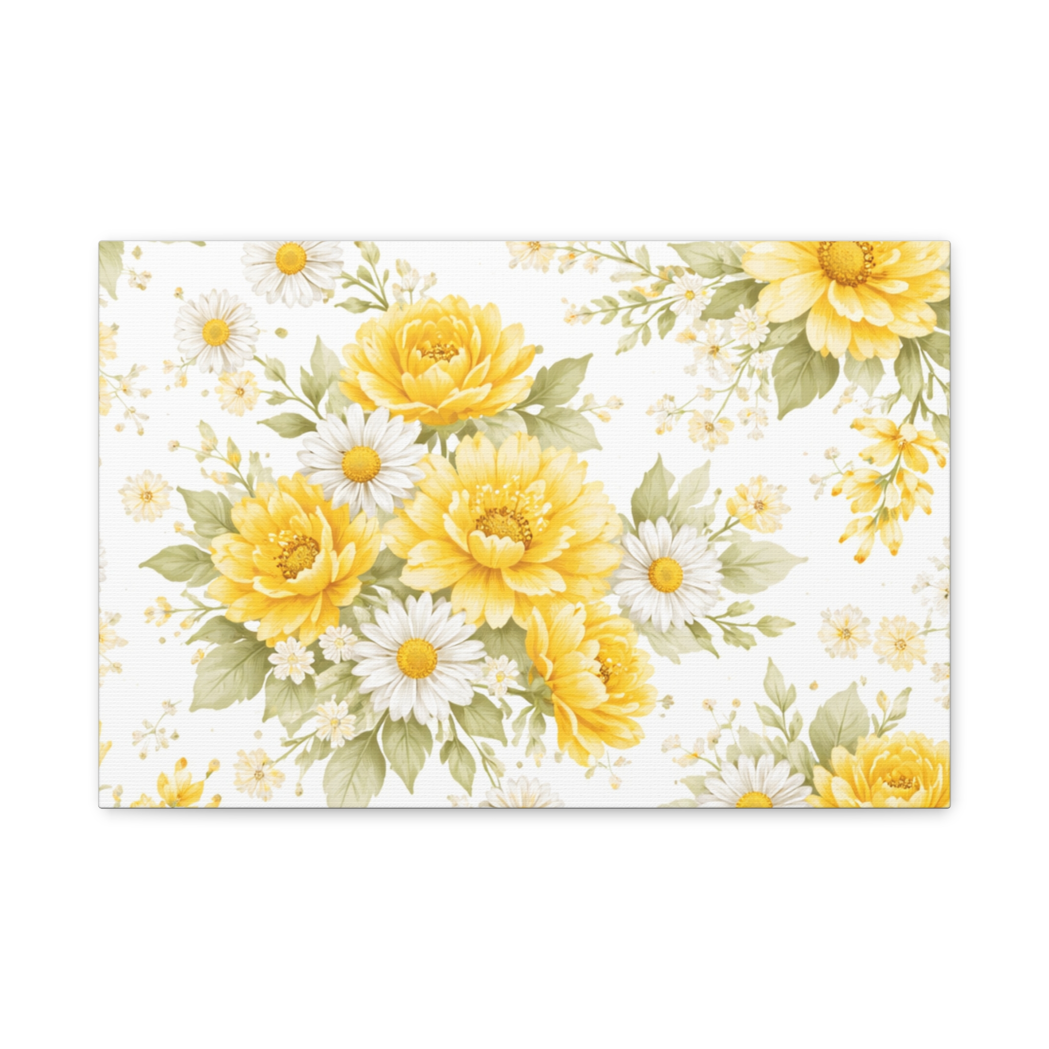 yellow floral canvas wall art — sunflower & daisy vintage bouquet matte print yellow floral canvas wall art — sunflower & daisy vintage bouquet matte print