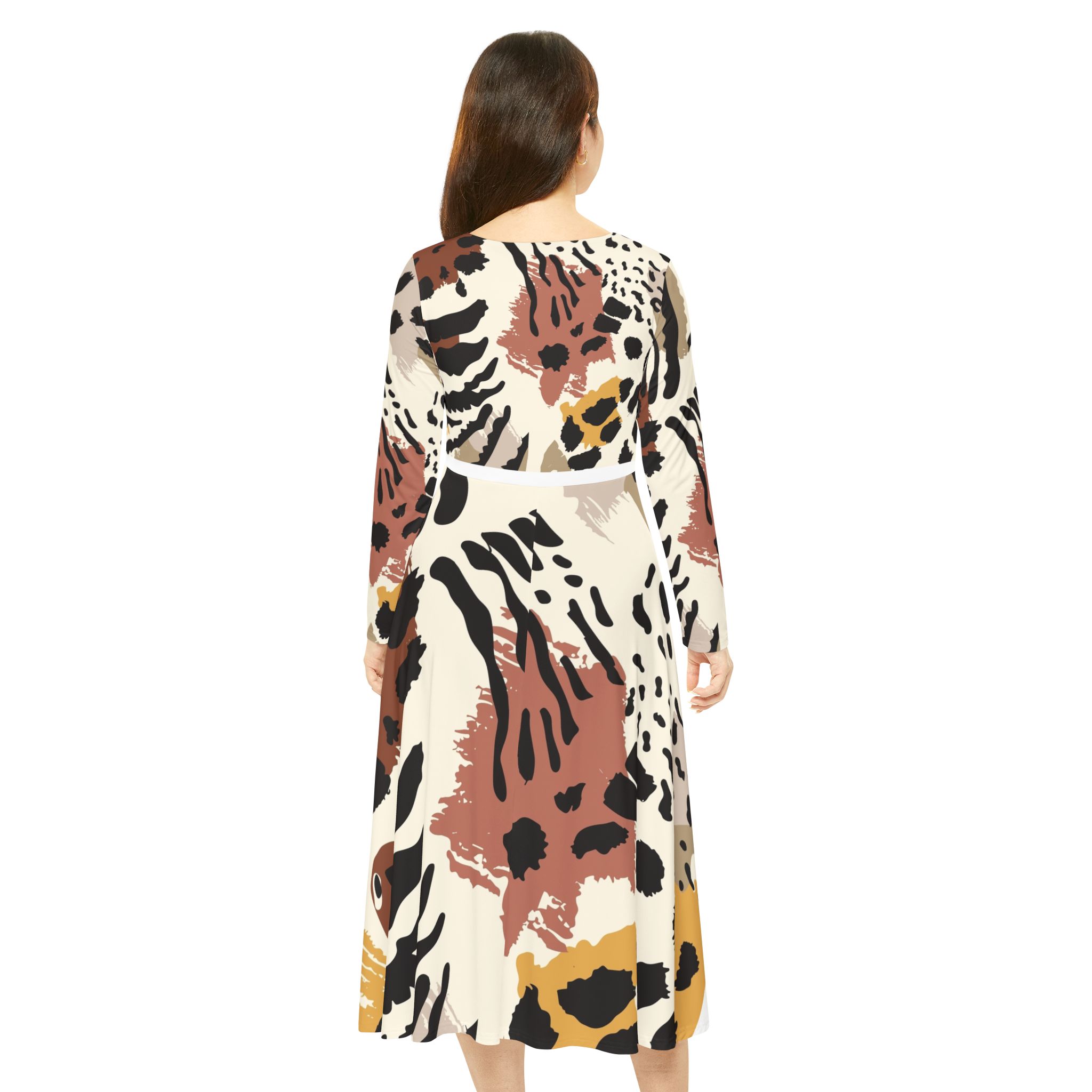 abstract animal print dance dress | long sleeve twirl skirt abstract animal print dance dress | long sleeve twirl skirt