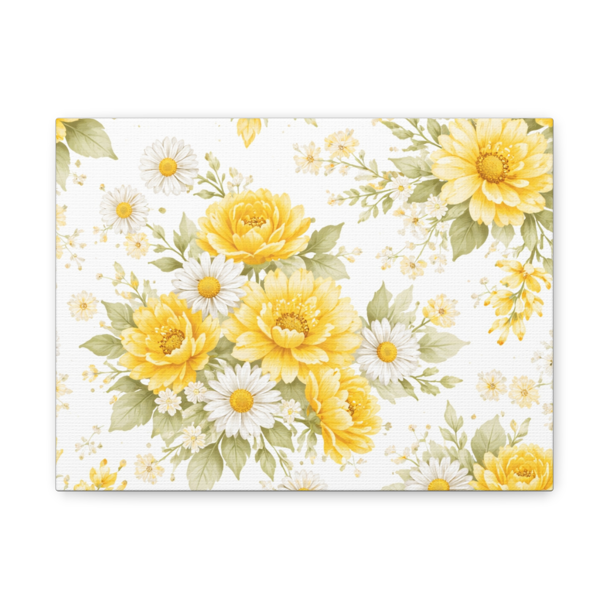 yellow floral canvas wall art — sunflower & daisy vintage bouquet matte print yellow floral canvas wall art — sunflower & daisy vintage bouquet matte print