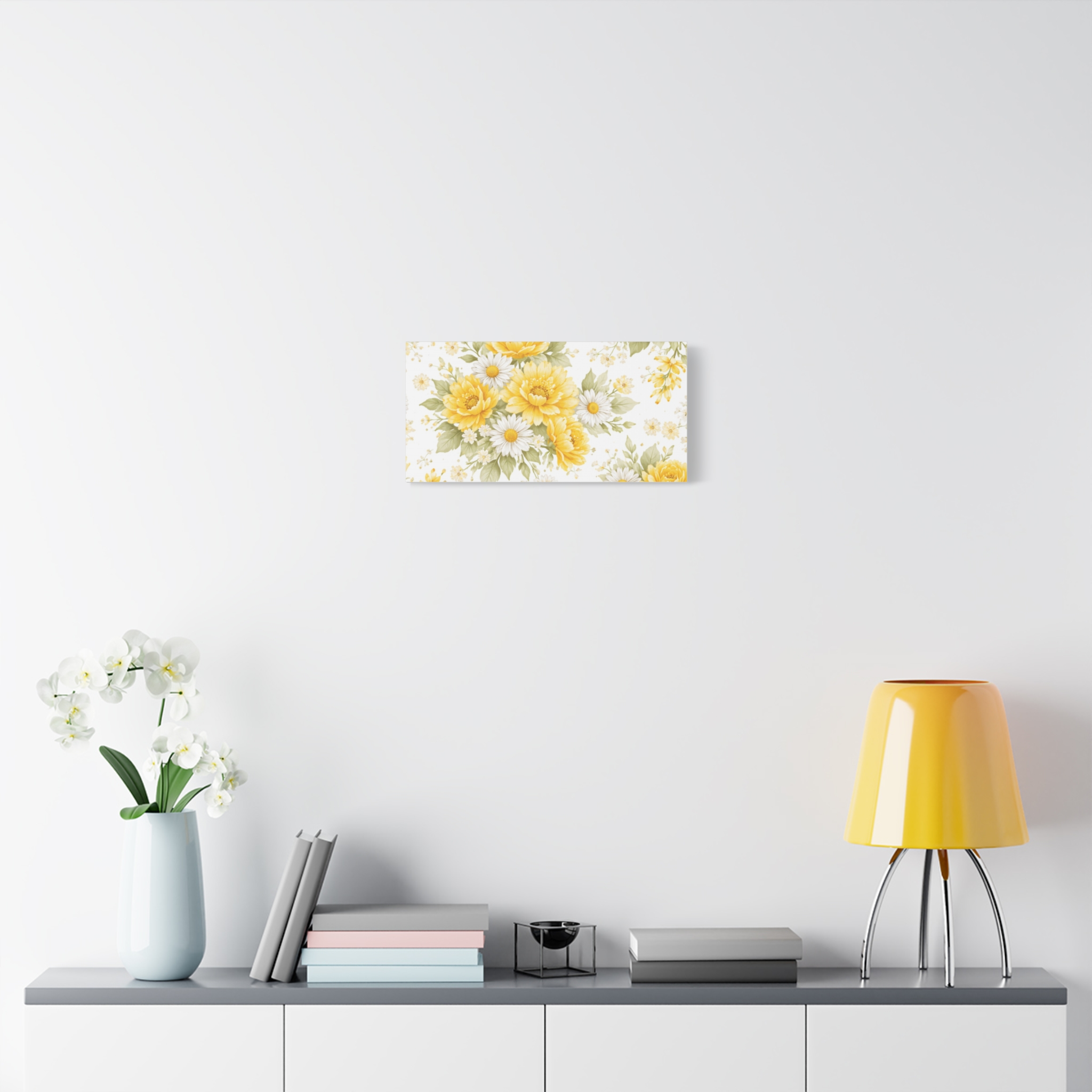 yellow floral canvas wall art — sunflower & daisy vintage bouquet matte print yellow floral canvas wall art — sunflower & daisy vintage bouquet matte print