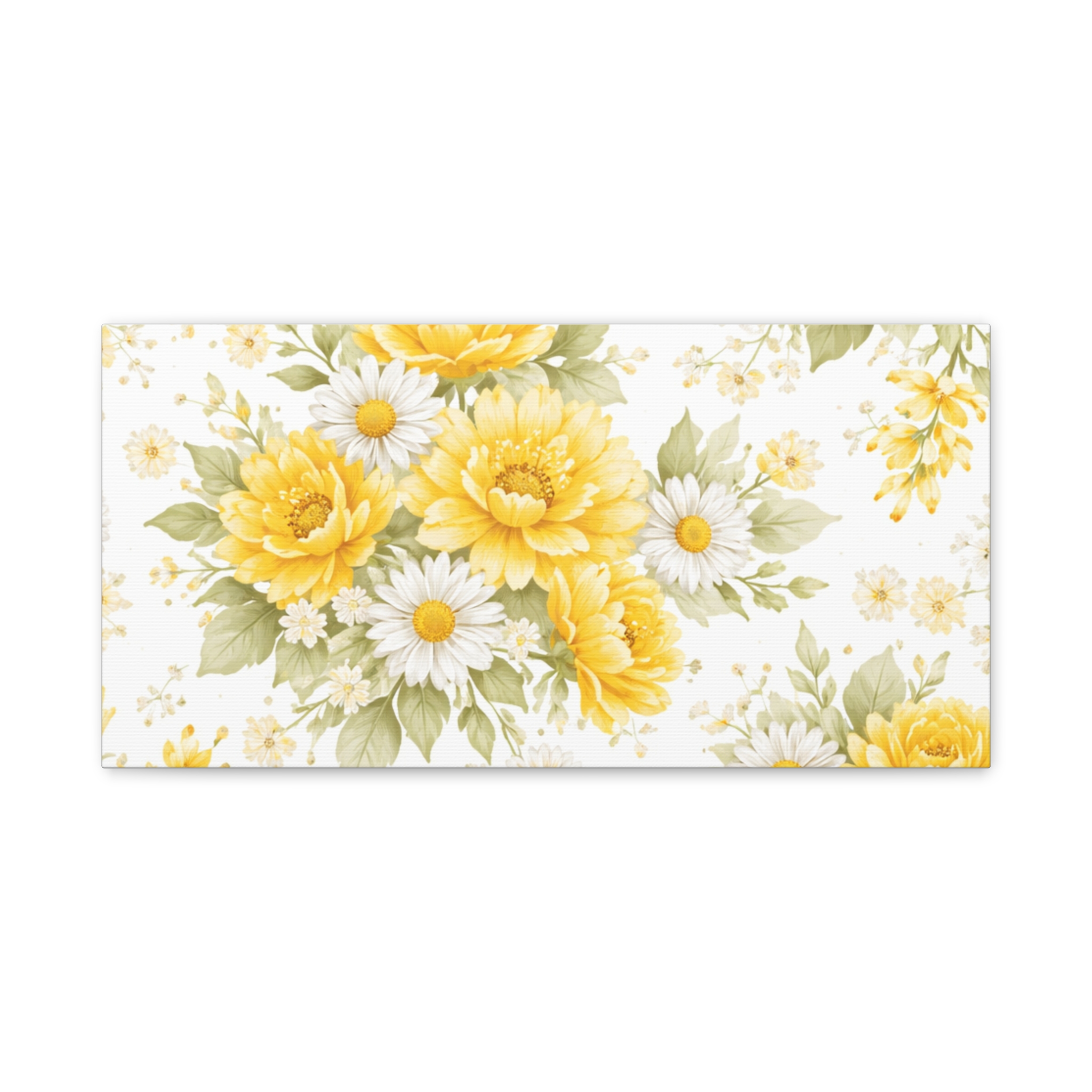yellow floral canvas wall art — sunflower & daisy vintage bouquet matte print yellow floral canvas wall art — sunflower & daisy vintage bouquet matte print