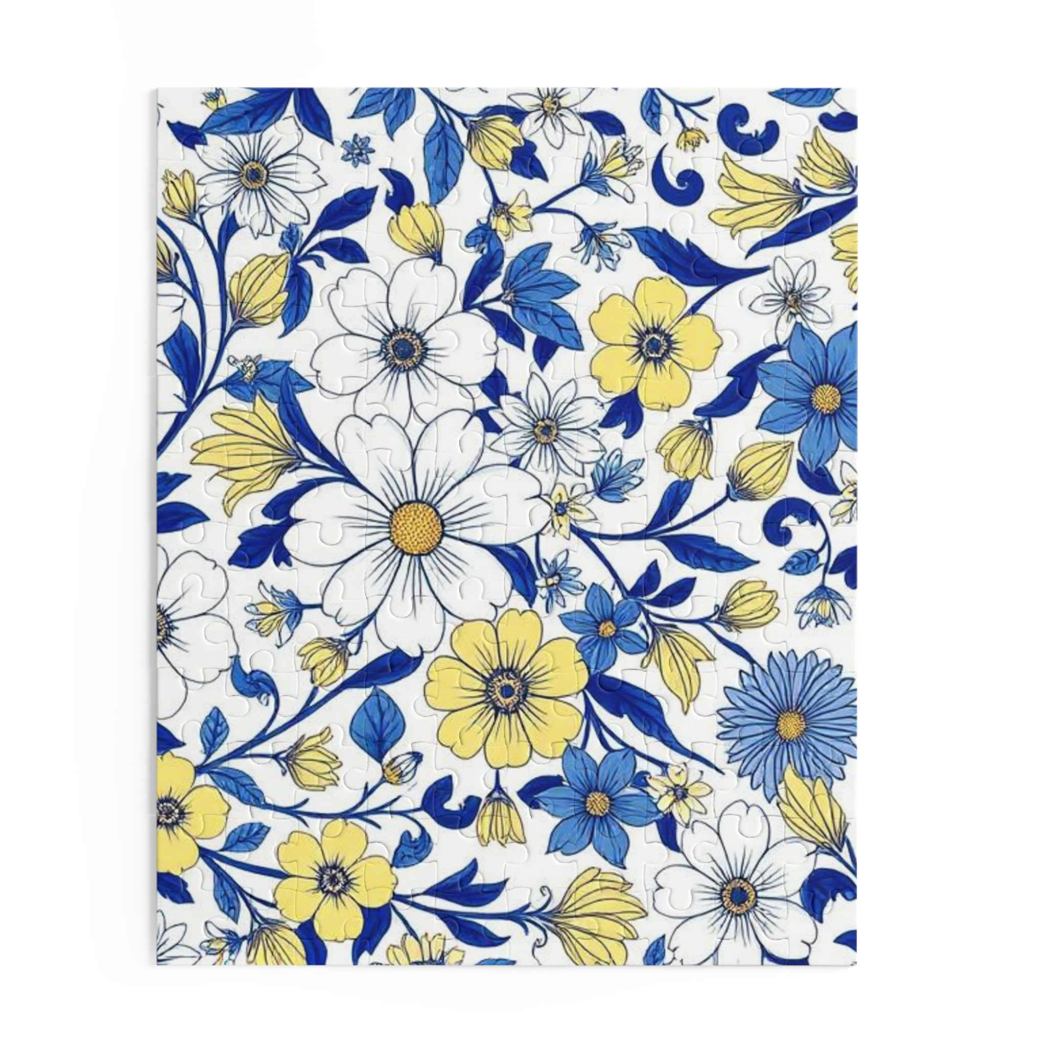 floral blue & yellow jigsaw puzzle — 120/252/500 piece decorative flower puzzle floral blue & yellow jigsaw puzzle — 120/252/500 piece decorative flower puzzle