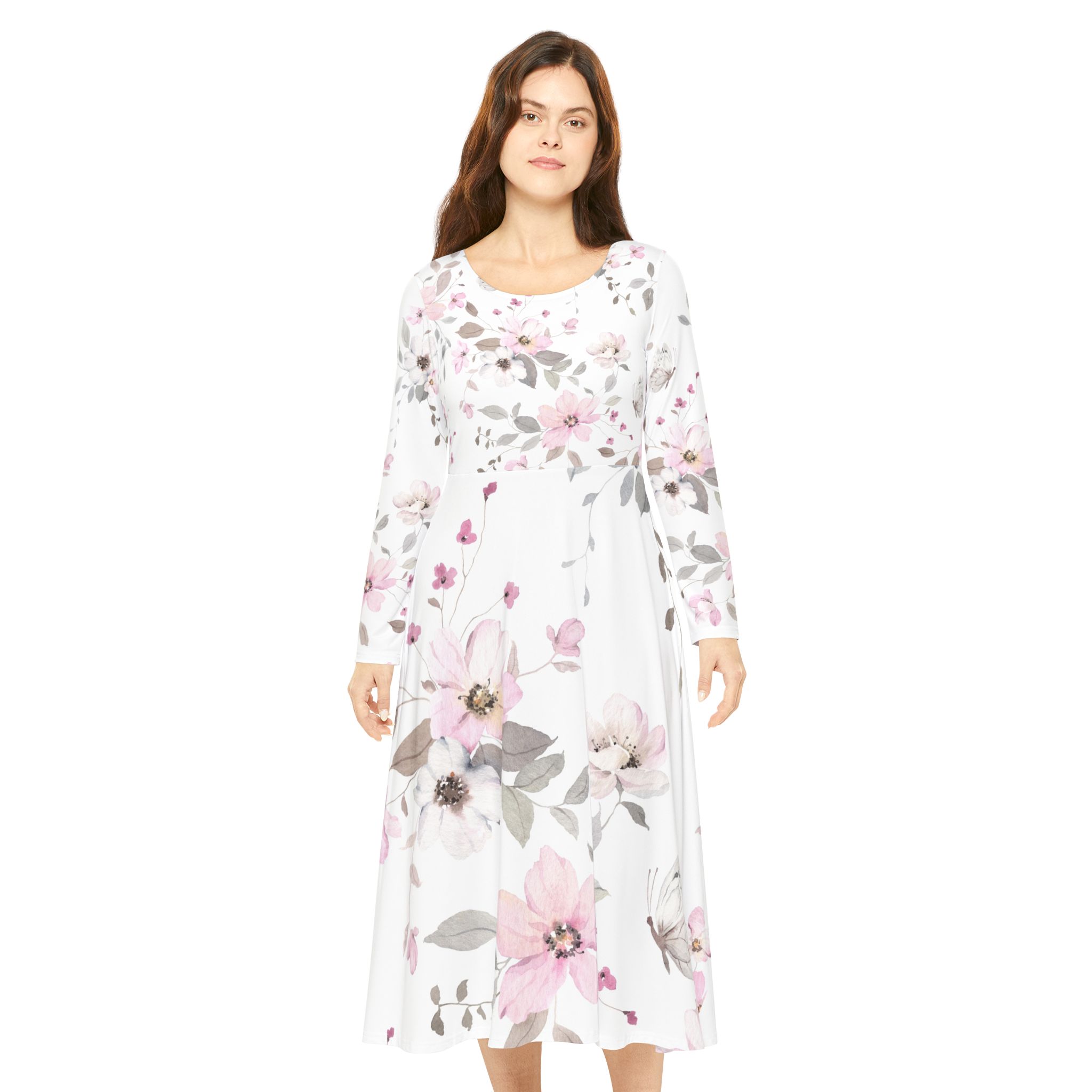 floral watercolor long sleeve dance dress floral watercolor long sleeve dance dress