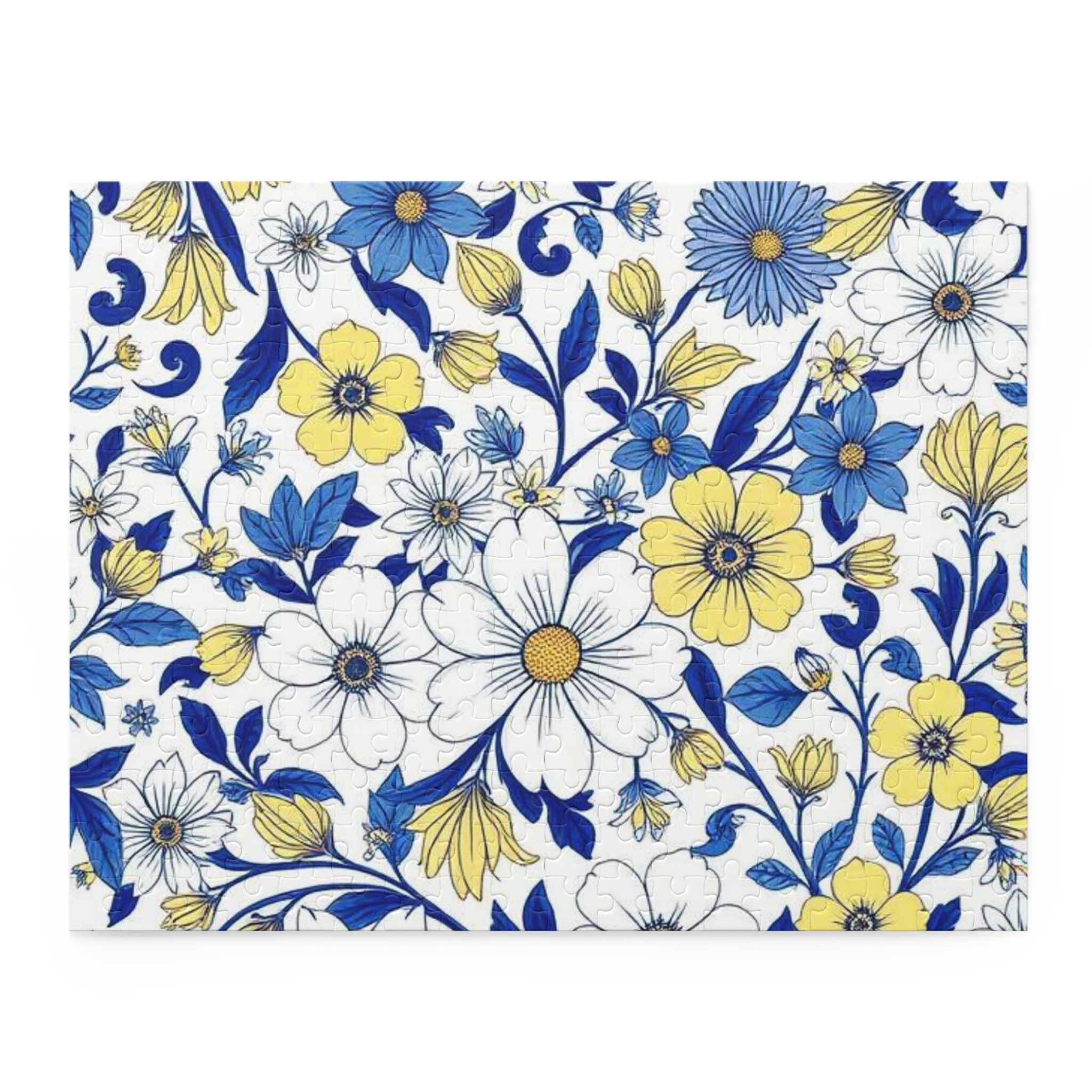 floral blue & yellow jigsaw puzzle — 120/252/500 piece decorative flower puzzle floral blue & yellow jigsaw puzzle — 120/252/500 piece decorative flower puzzle
