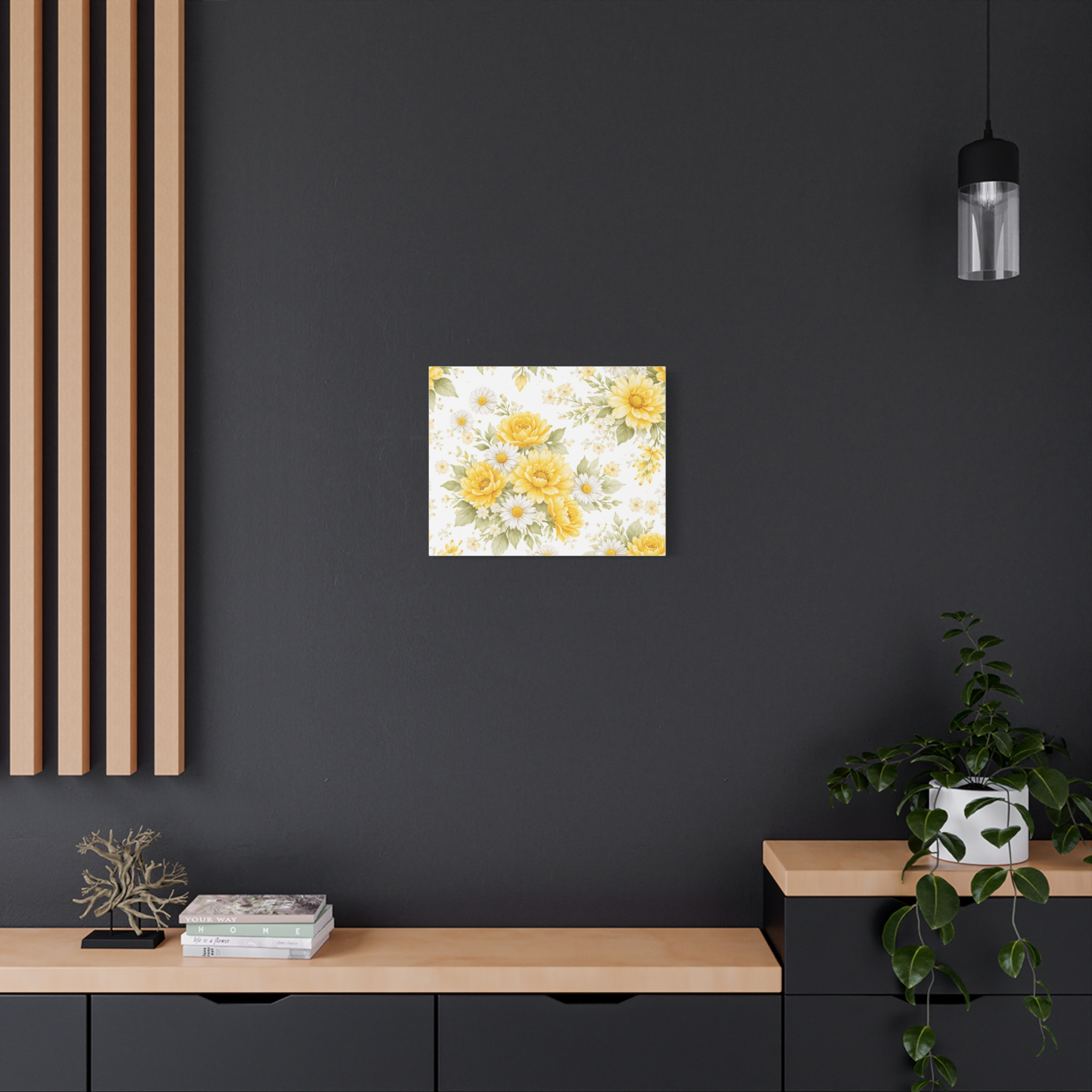 yellow floral canvas wall art — sunflower & daisy vintage bouquet matte print yellow floral canvas wall art — sunflower & daisy vintage bouquet matte print