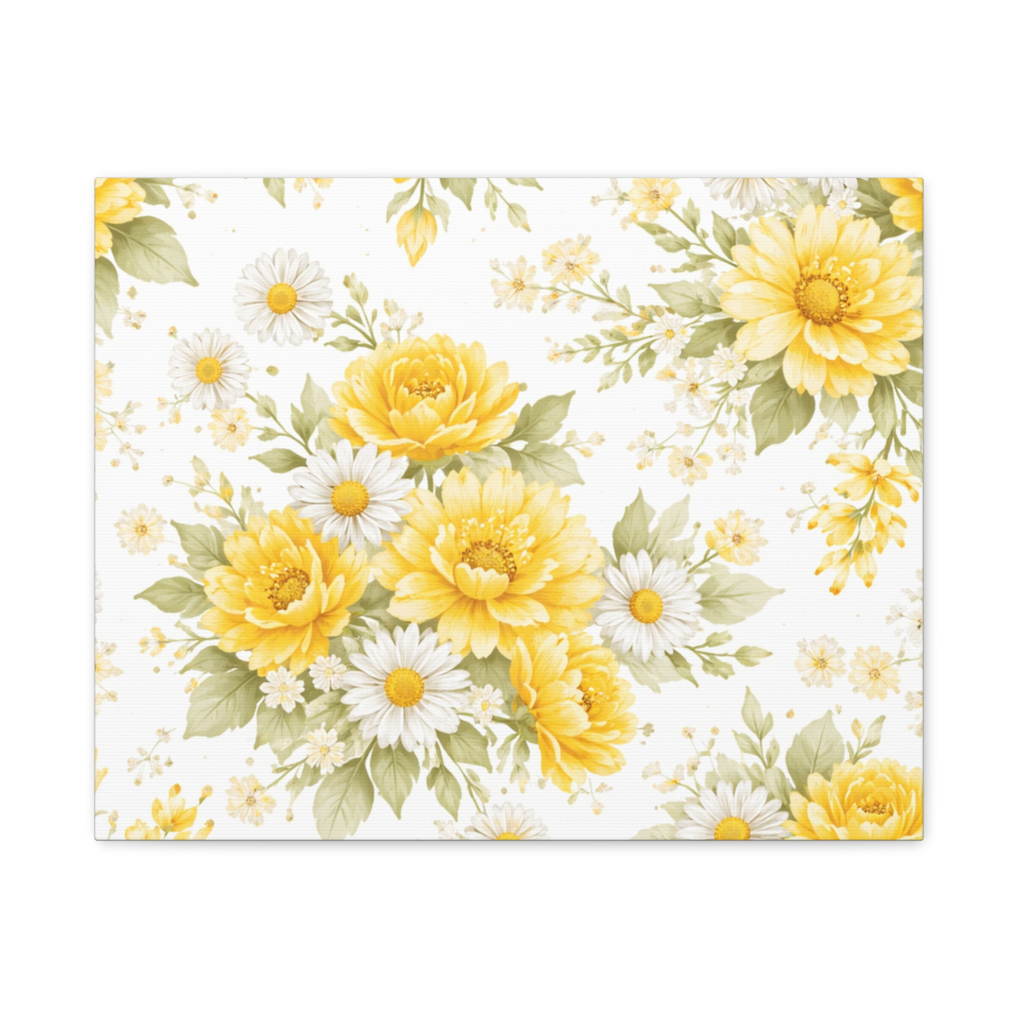 yellow floral canvas wall art — sunflower & daisy vintage bouquet matte print yellow floral canvas wall art — sunflower & daisy vintage bouquet matte print