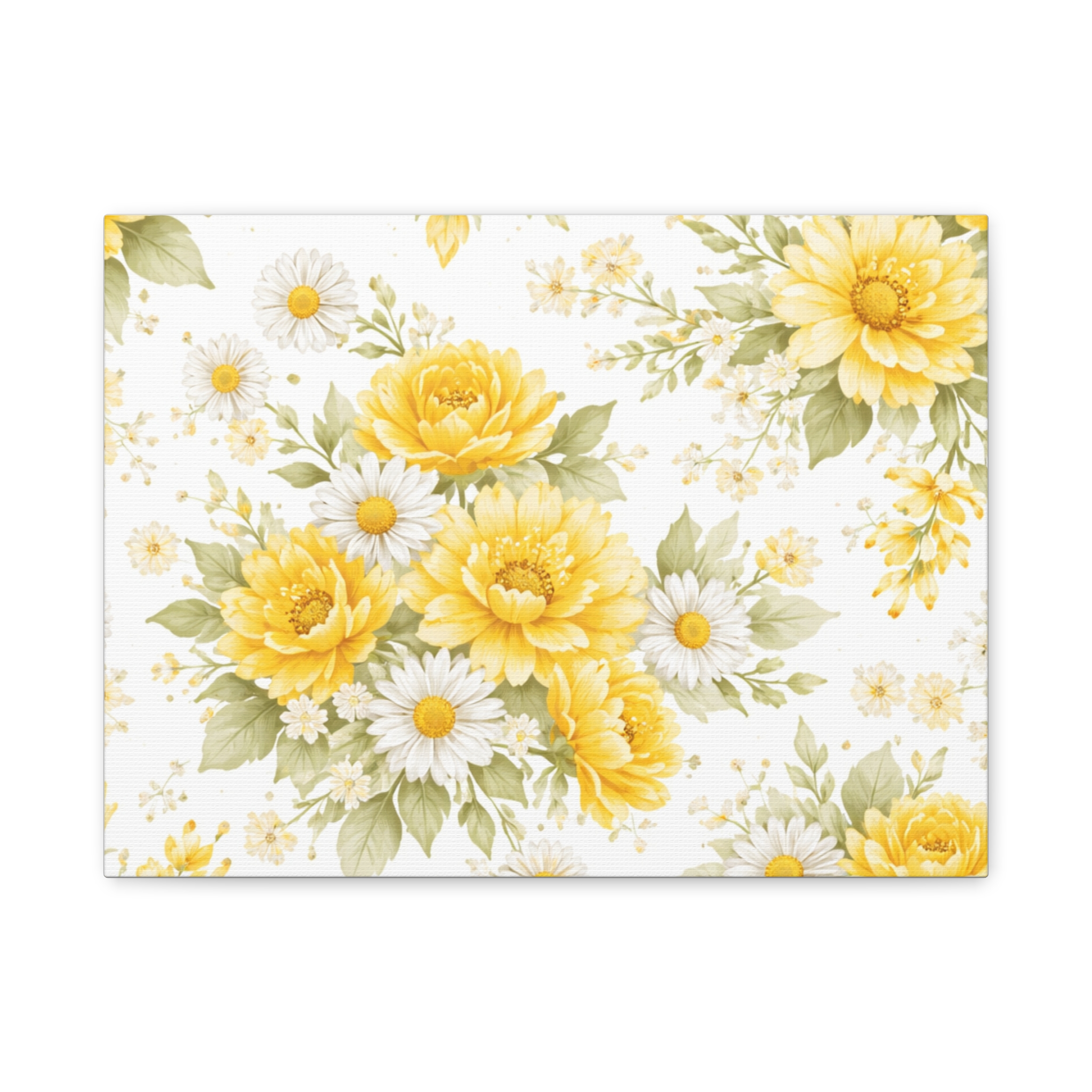 yellow floral canvas wall art — sunflower & daisy vintage bouquet matte print yellow floral canvas wall art — sunflower & daisy vintage bouquet matte print
