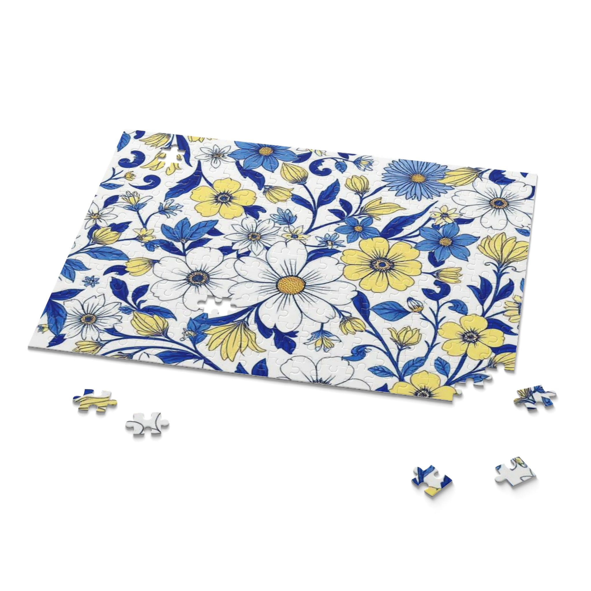 floral blue & yellow jigsaw puzzle — 120/252/500 piece decorative flower puzzle floral blue & yellow jigsaw puzzle — 120/252/500 piece decorative flower puzzle