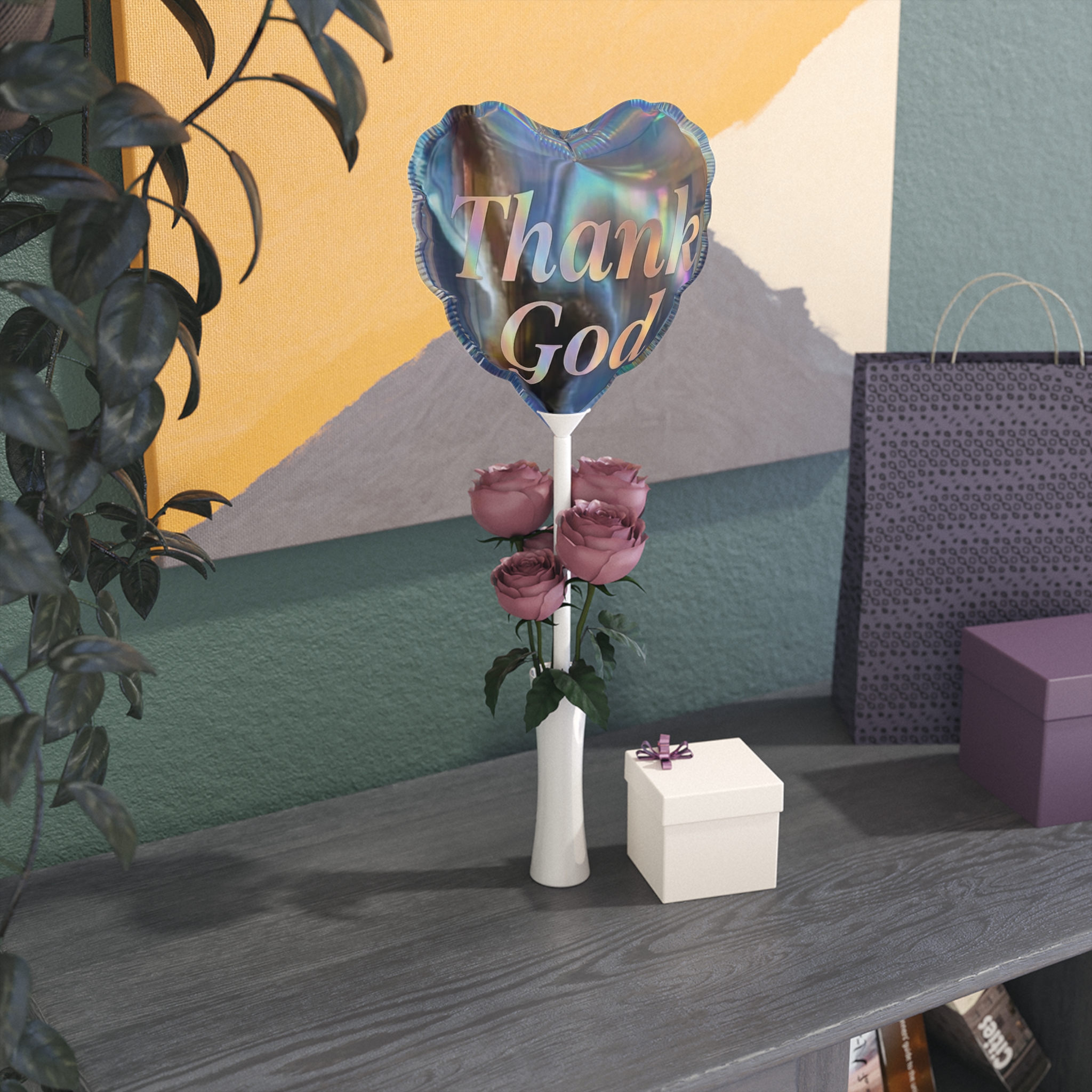 6" heart "thank god" foil balloon 6" heart "thank god" foil balloon
