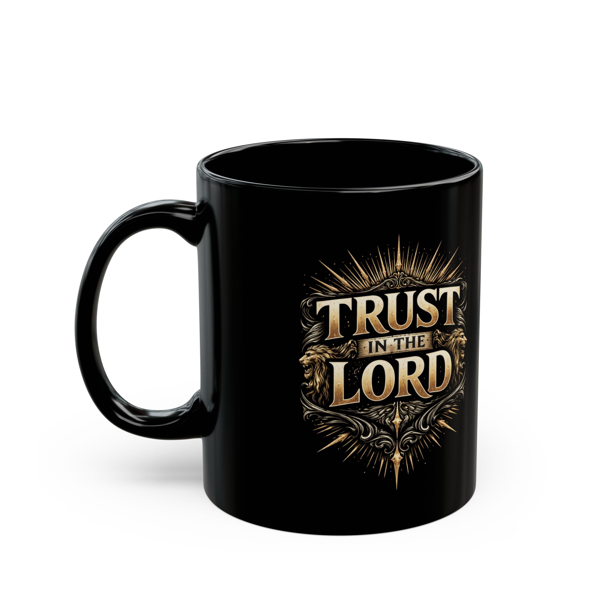 trust in the lord black coffee cup (11oz/15oz) trust in the lord black coffee cup (11oz/15oz)